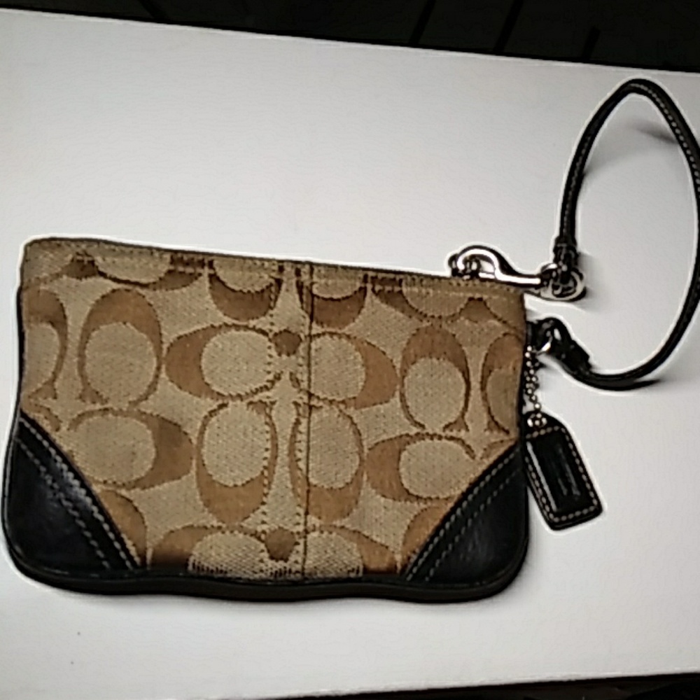 Coach brown leather wristlet